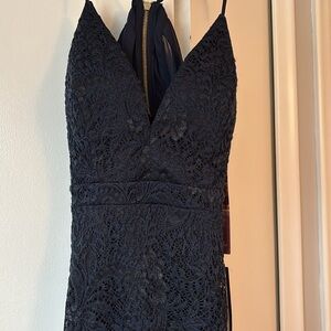 Elegant Navy Blue Social Dress